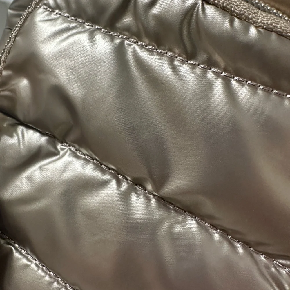 WonderFull Quilted Metallic Taupe Crossbody Bag with Wide Strap, NWT - Picture 8 of 9